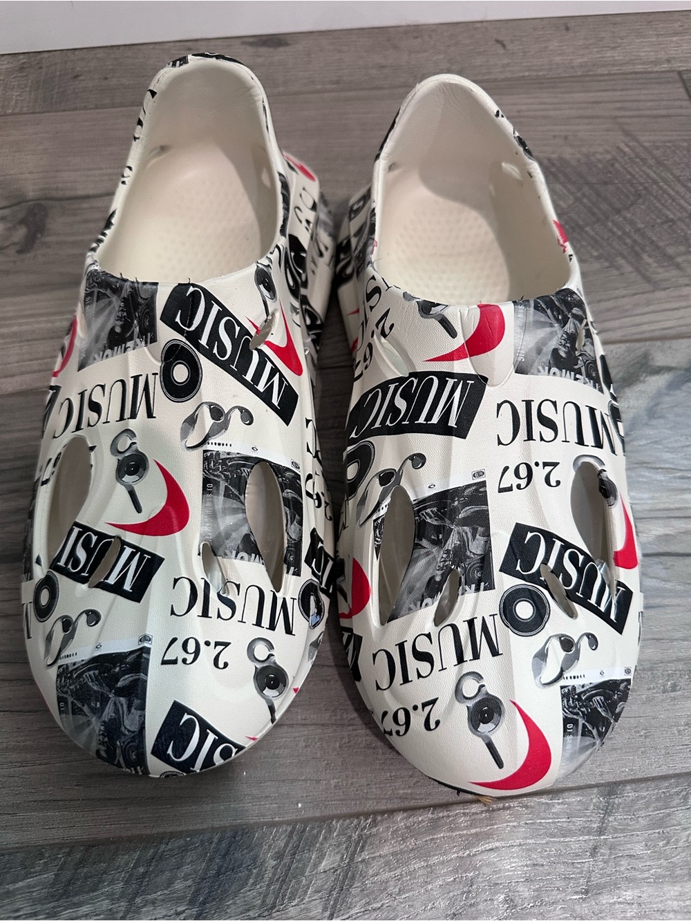 Women’s White Music Print Slip-On Clog